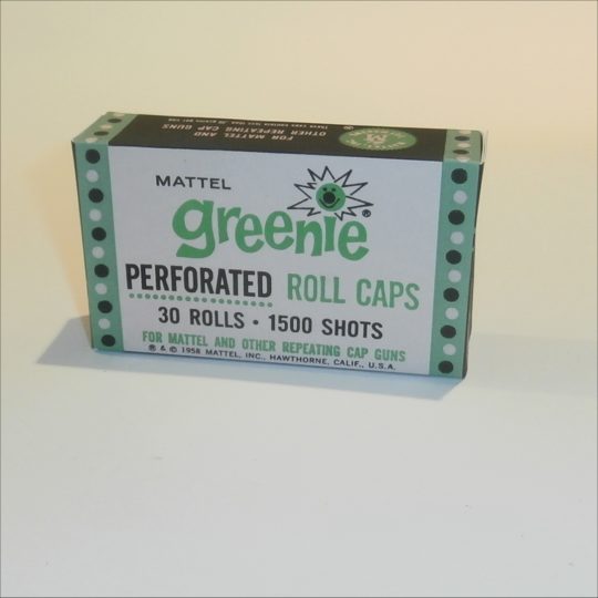 Mattel Greenie Perforated Caps 30 Rolls Empty Repro Box