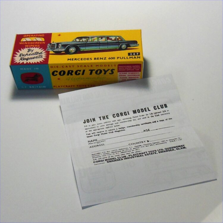 Corgi Toys 247 Mercedes Benz 600 Pullman Repro Box