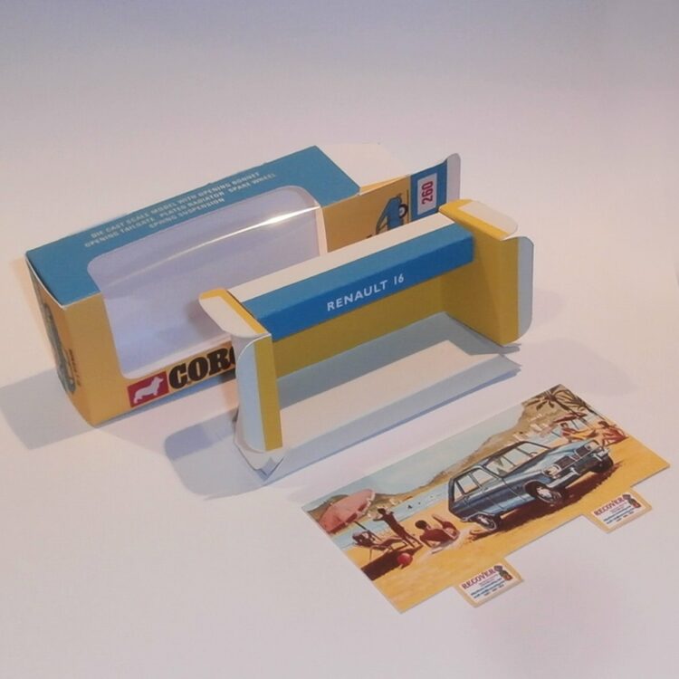 Corgi Toys 260 Renault 16 Repro Box Interior & Header Card Set