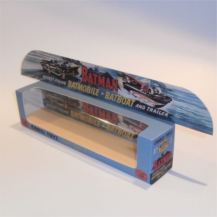 Corgi Toys Gift Set 3 Batman Batmobile & Batboat 1st Issue Repro Box w. Picture Tray