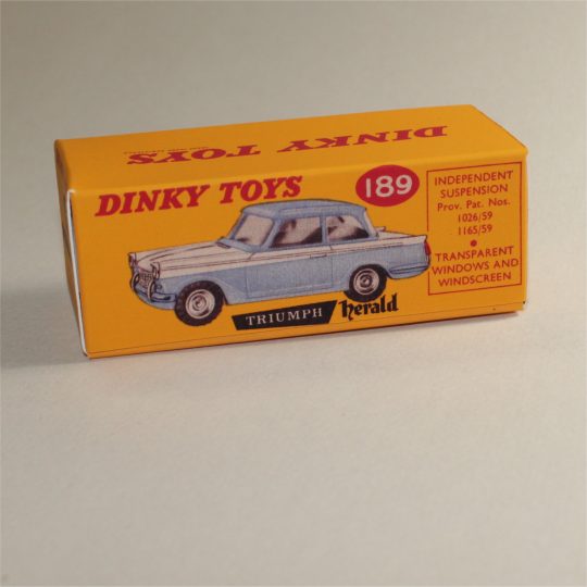 Dinky Toys 189 Triumph Herald Blue with White Roof Repro Box