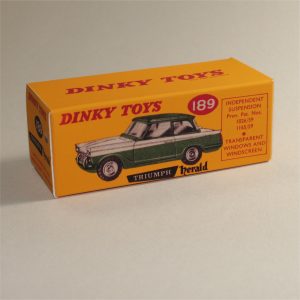 Dinky Toys 189 Triumph Herald Green with White Roof Repro Box