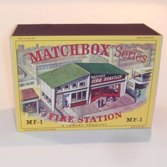 Matchbox Lesney Accessory MF-1 Fire Station Green Roof D Style Repro Box