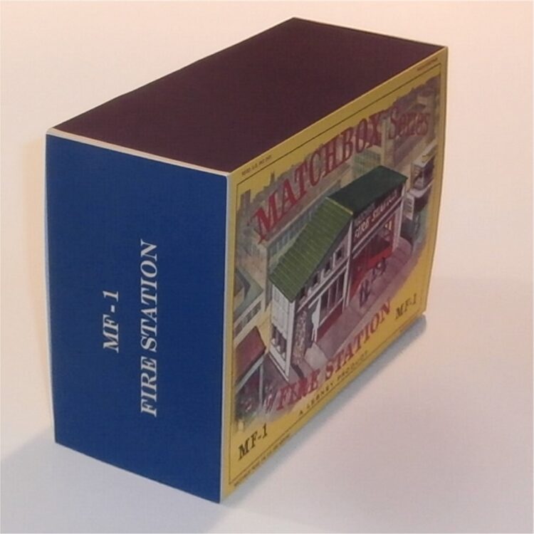 Matchbox Lesney Accessory MF-1 Fire Station Green Roof D Style Repro Box