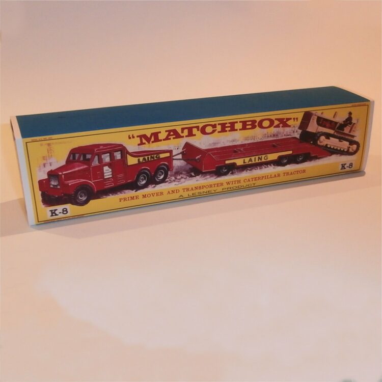 Matchbox Lesney King Size K 8 Prime Mover, Trailer, & Caterpillar Tractor Set Repro Box