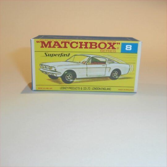 Matchbox Lesney Superfast 8 Ford Mustang with SF Logo F-SF2 Style Repro Box