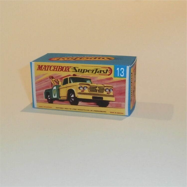 Matchbox Lesney Superfast 13 e Dodge Wreck Truck G Style Repro Box