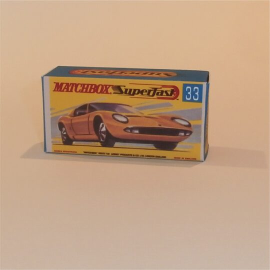 Matchbox Lesney Superfast 33 d Lamborghini Miura P400 G Style Repro Box
