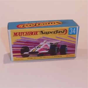 Matchbox Lesney Superfast 34 e Formula 1 Racing Car G Style Repro Box