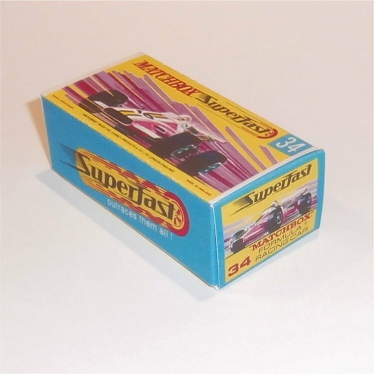 Matchbox Lesney Superfast 34 e Formula 1 Racing Car G Style Repro Box