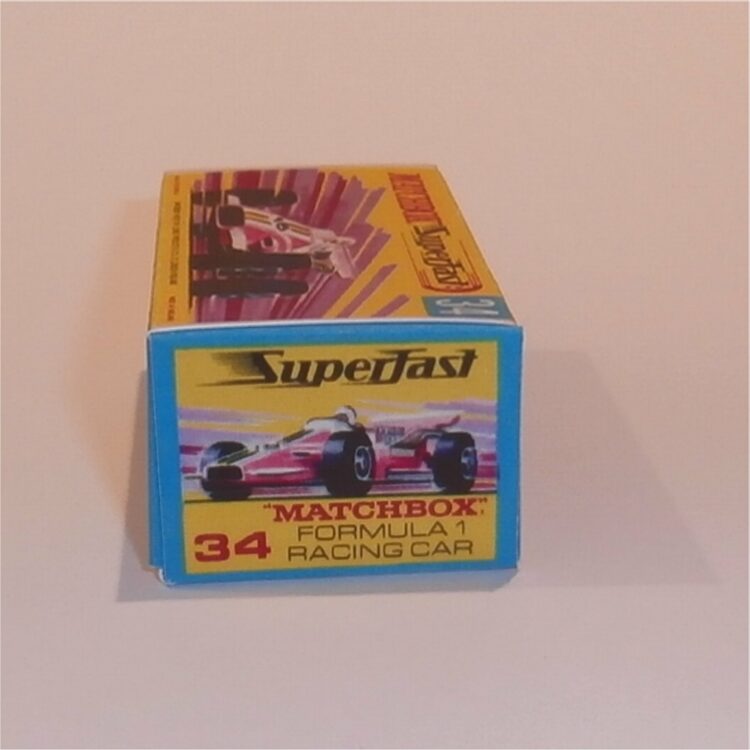 Matchbox Lesney Superfast 34 e Formula 1 Racing Car G Style Repro Box