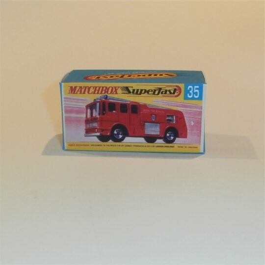 Matchbox Lesney Superfast 35 c Merryweather Fire Engine G Style Repro Box