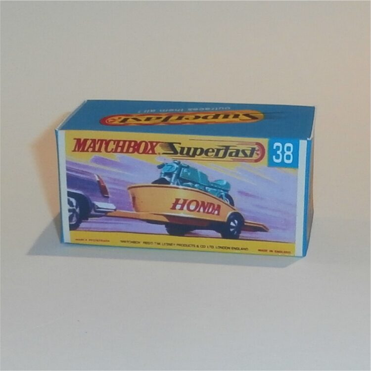 Matchbox Lesney Superfast 38 d Honda Motorcycle Trailer G Style Repro Box