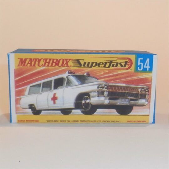 Matchbox Lesney Superfast 54 c Cadillac Ambulance G Style Repro Box