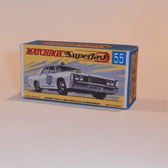 Matchbox Lesney Superfast 55 e Mercury Police Car G Style Repro Box