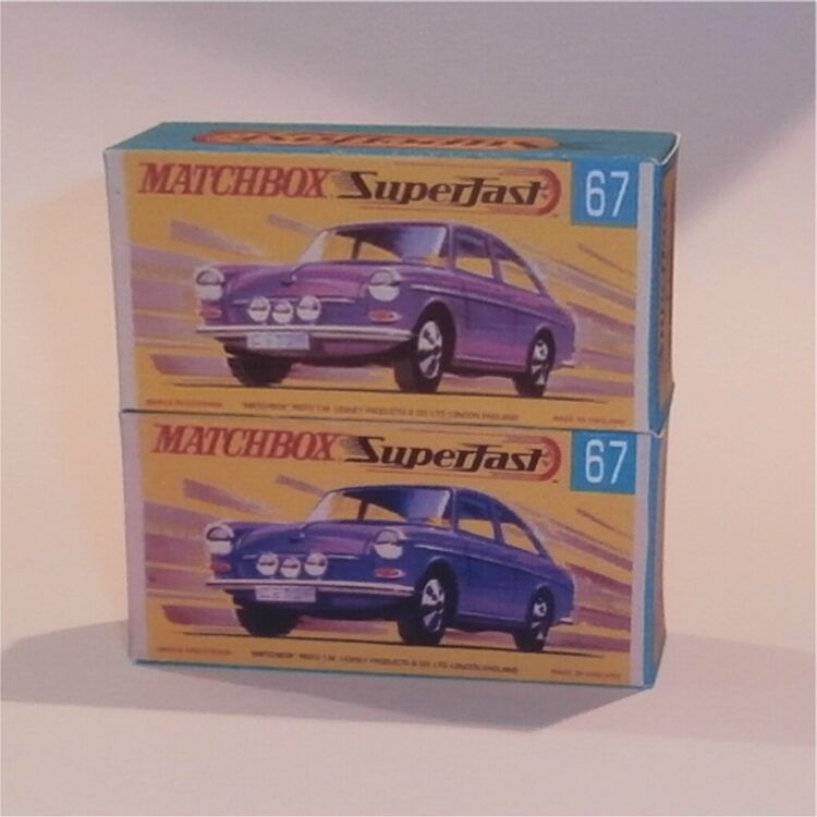 Matchbox Lesney Superfast 67 c1 Volkswagen 1600 TL Mauve G Style Repro Box