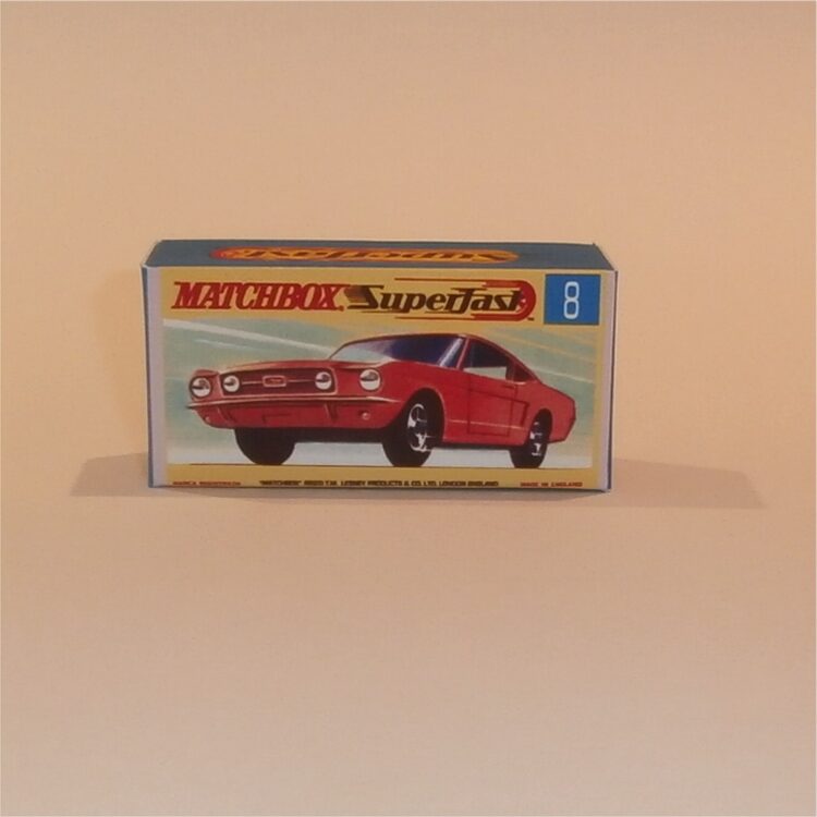 Matchbox Lesney Superfast 8 f Ford Mustang Red G Style Repro Box