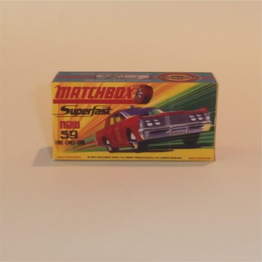 Matchbox Lesney Superfast 59 e2 Mercury Fire Chief H Style Repro Box