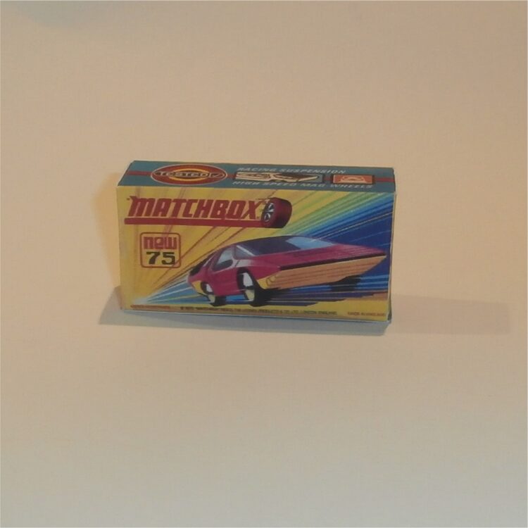 Matchbox Lesney Superfast 75 d1 Alfa Carabo 1st Issue H Style Repro Box