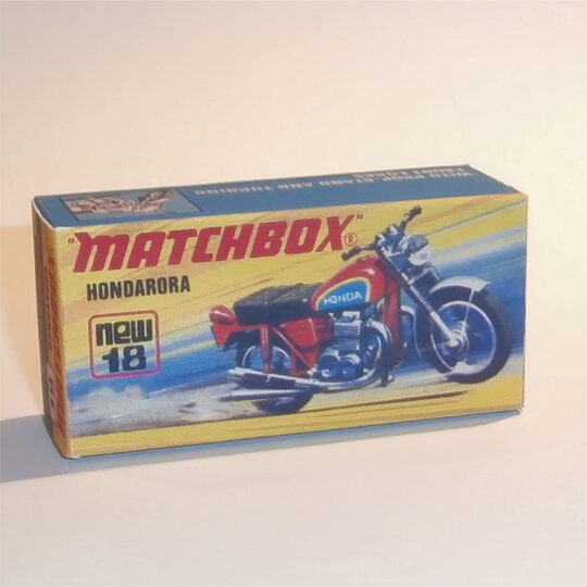 Matchbox Lesney Superfast 18 g Hondarora Motor Bike I Style Repro Box
