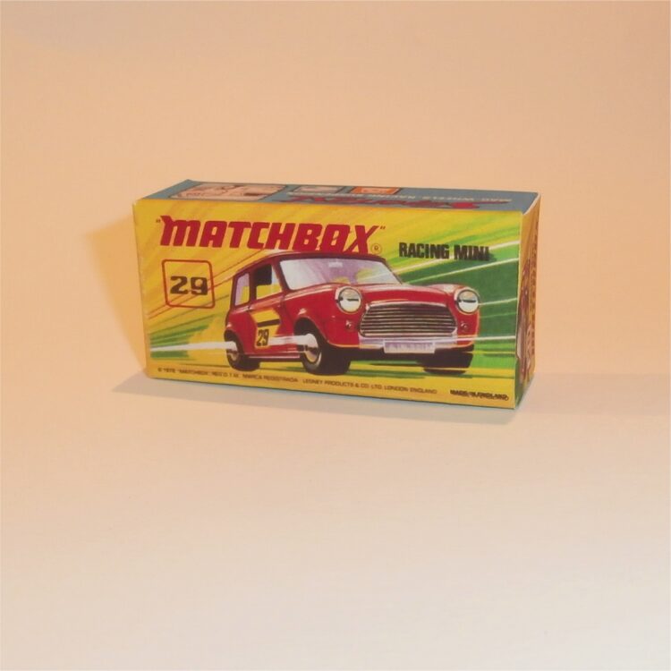 Matchbox Lesney Superfast 29 e Racing Mini I Style Repro Box