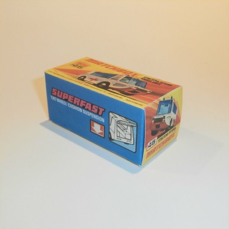 Matchbox Lesney Superfast 46 e Stretcha Fetcha Ambulance I Style Repro Box