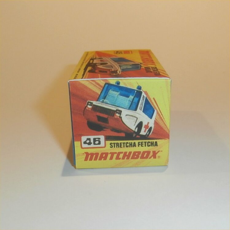 Matchbox Lesney Superfast 46 e Stretcha Fetcha Ambulance I Style Repro Box