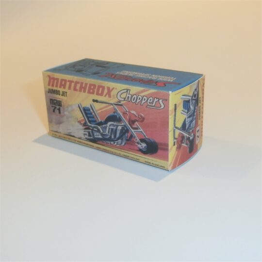 Matchbox Lesney Superfast 71 e Jumbo Jet Motor Bike I Style Repro Box