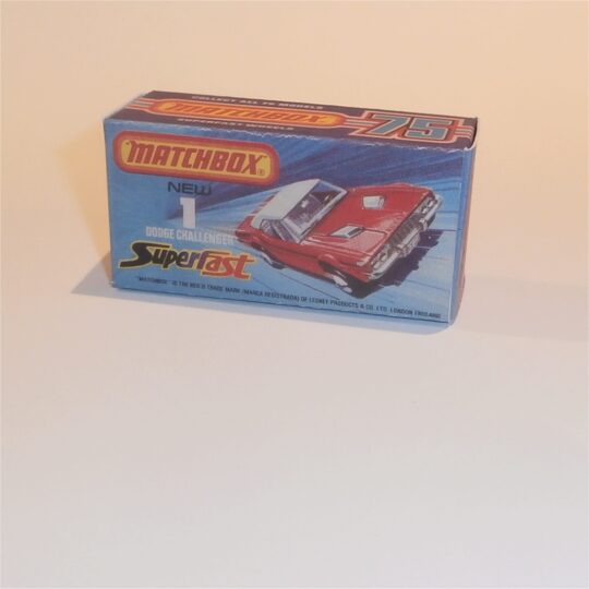 Matchbox Lesney Superfast 1 h Dodge Challenger J Style Repro Box