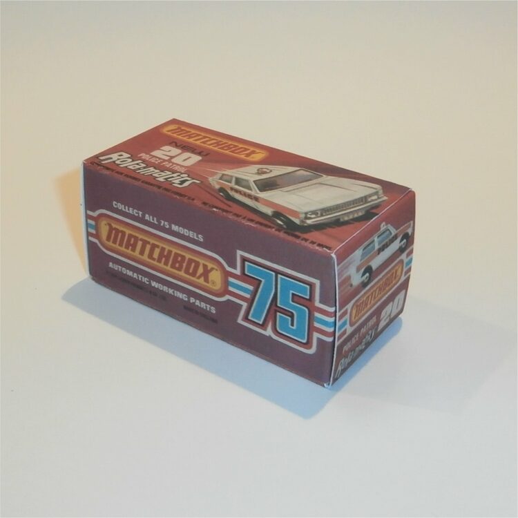 Matchbox Lesney Superfast 20 e Range Rover Police Patrol Rola-matics J Style Repro Box