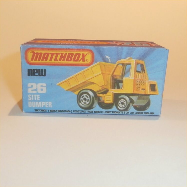 Matchbox Lesney Superfast 26 f Site Dumper Truck J Style Repro Box