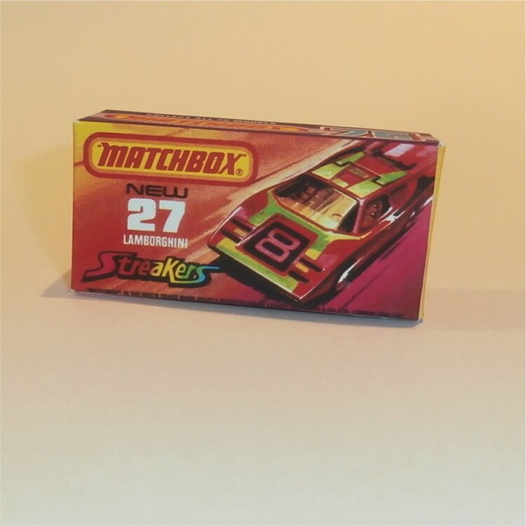 Matchbox Lesney Superfast 27 f Lamborghini Streakers J Style Repro Box