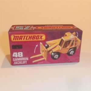 Matchbox Lesney Superfast 48 f Sambron Jacklift Fork Truck J Style Repro Box