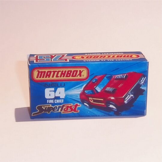 Matchbox Lesney Superfast 64 e Fire Chief Ford Torino J Style Repro Box