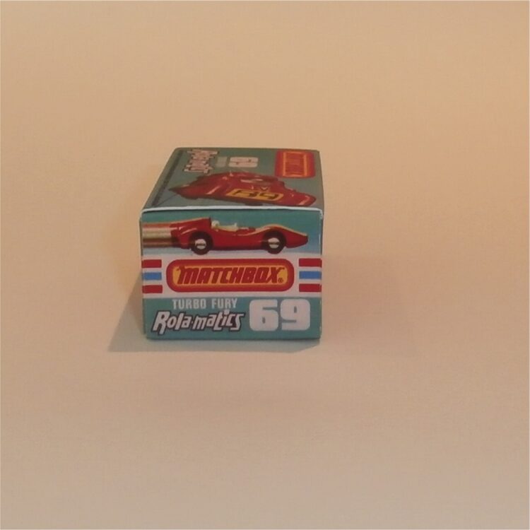 Matchbox Lesney Superfast 69 d Turbo Fury Rola-matics J Style Repro Box