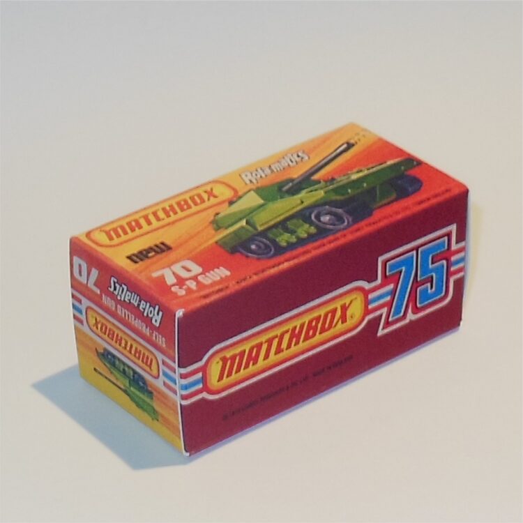 Matchbox Lesney Superfast 70 e Self-Propelled S.P. Gun J Style Repro Box