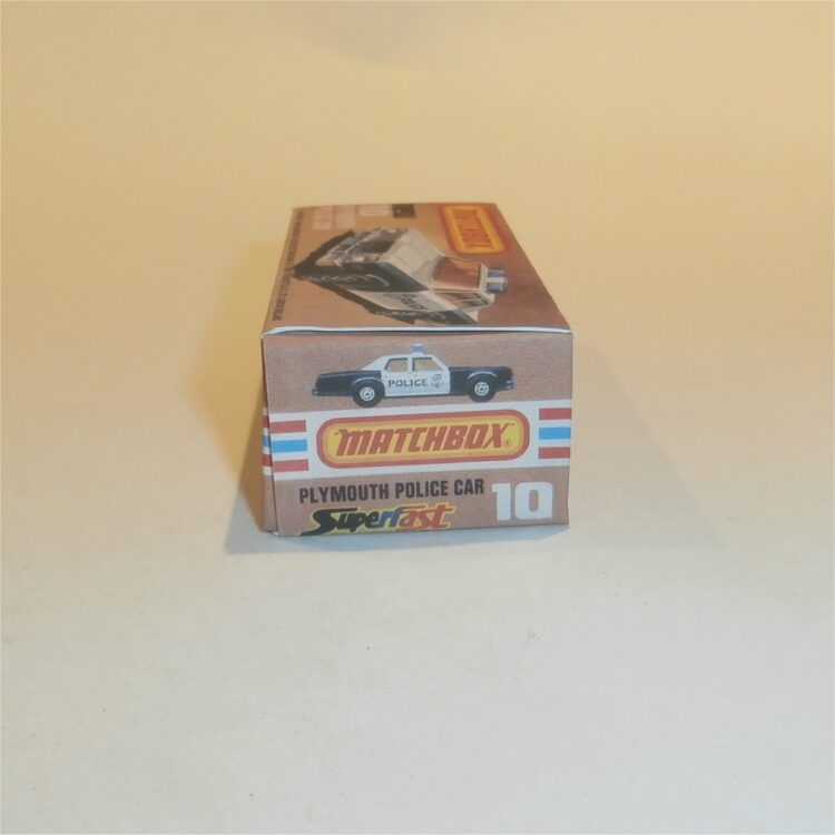 Matchbox Lesney Superfast 10 g Plymouth Police Car K Style Repro Box
