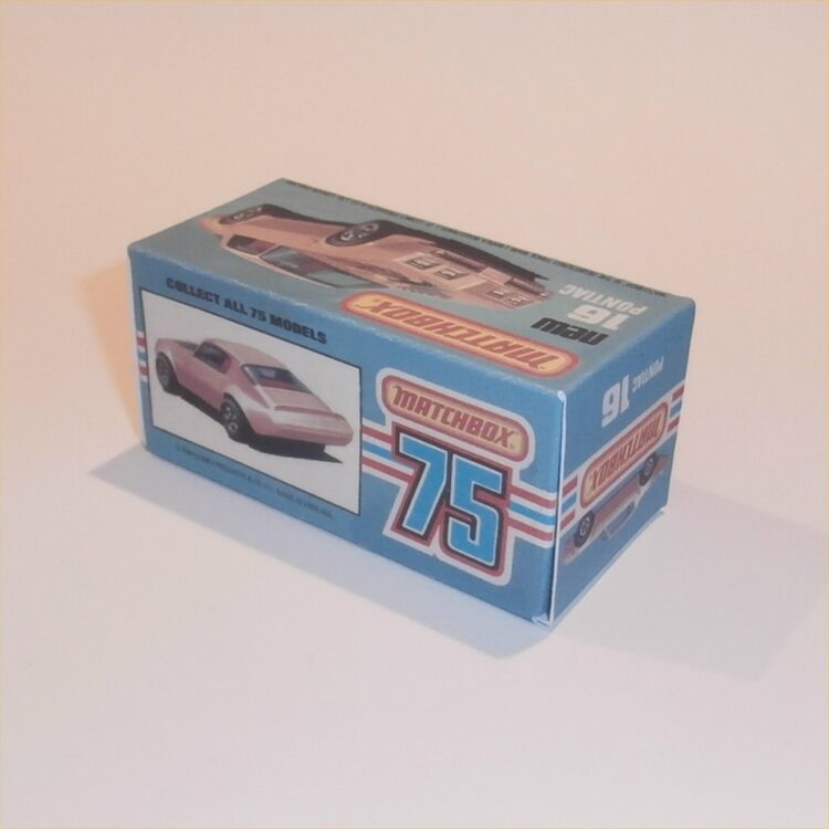 Matchbox Lesney Superfast 16 g Pontiac Firebird Trans Am K Style Repro Box