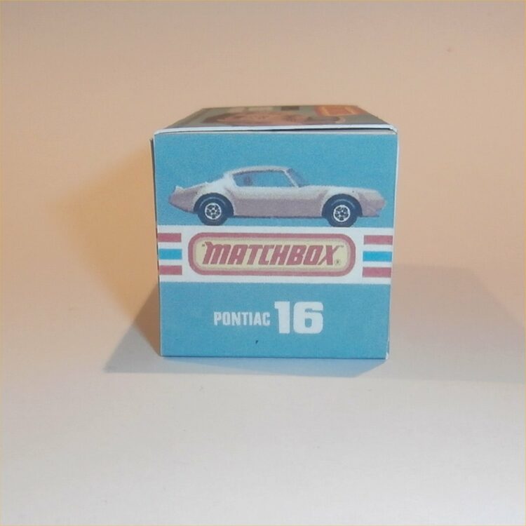 Matchbox Lesney Superfast 16 g Pontiac Firebird Trans Am K Style Repro Box