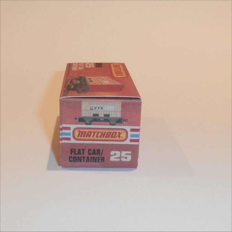 Matchbox Lesney Superfast 25 g Train Flat Car with Container K Style Repro Box