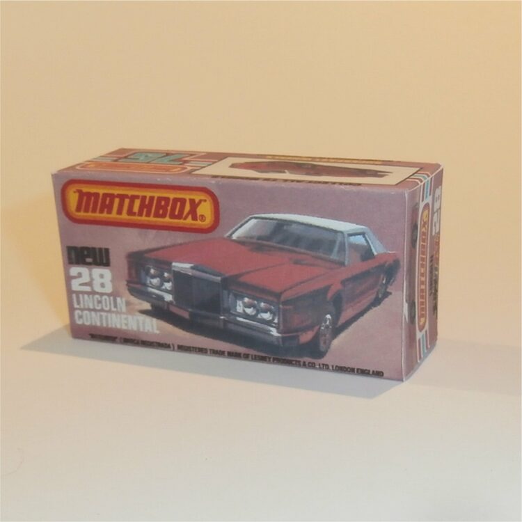 Matchbox Lesney Superfast 28 g Lincoln Continental K Style Repro Box