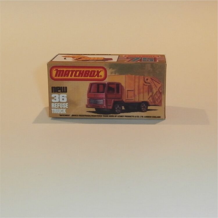 Matchbox Lesney Superfast 36 g Refuse Truck K Style Repro Box