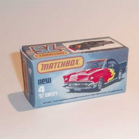 Matchbox Lesney Superfast 4 h2 Chevy '57 Red Flame K Style Box