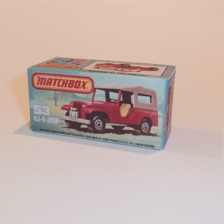 Matchbox Lesney Superfast 53 f2 CJ-6 Jeep K Style Repro Box 2nd Issue