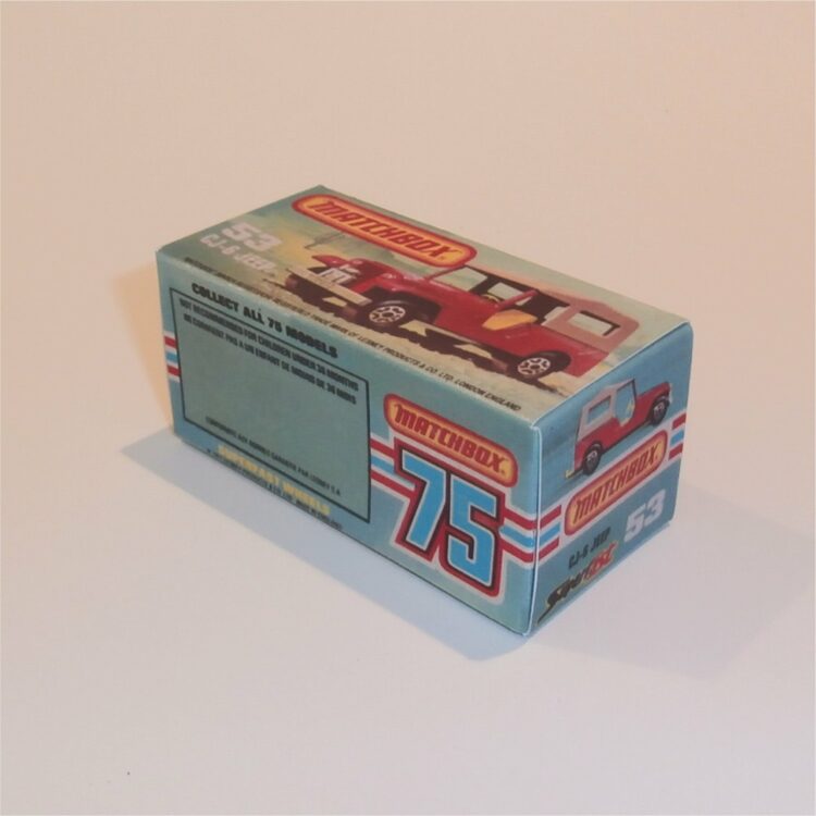 Matchbox Lesney Superfast 53 f2 CJ-6 Jeep K Style Repro Box 2nd Issue