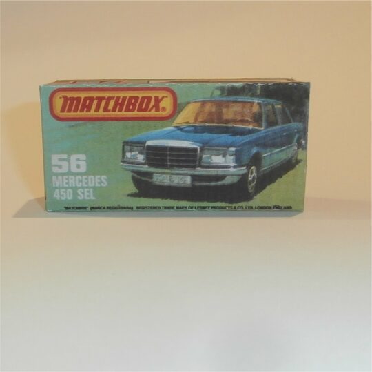 Matchbox Lesney Superfast 56 e Mercedes 450 SEL Repro K style Box.