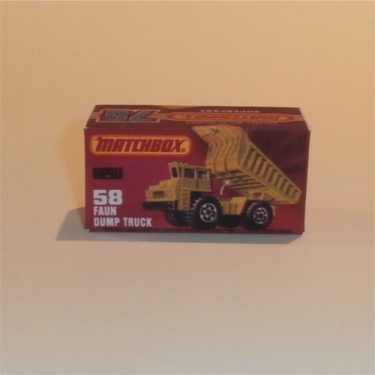 Matchbox Lesney Superfast 58 f Faun Dump Truck K Style Repro Box