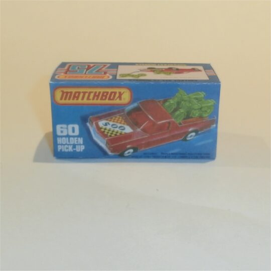 Matchbox Lesney Superfast 60e Holden Red Pickup Custom Box K Style #12