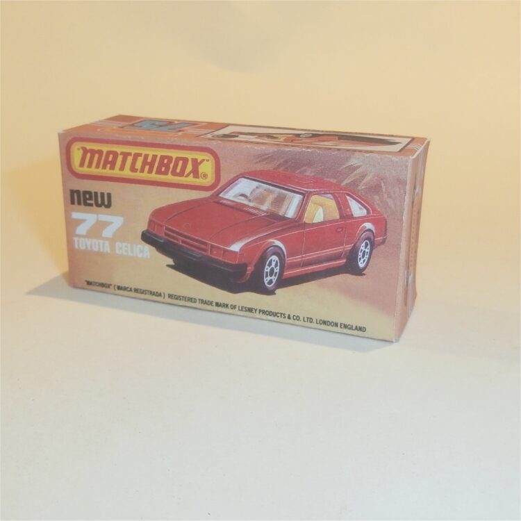 Matchbox Lesney Superfast 77 a Toyota Celica K Style Repro Box