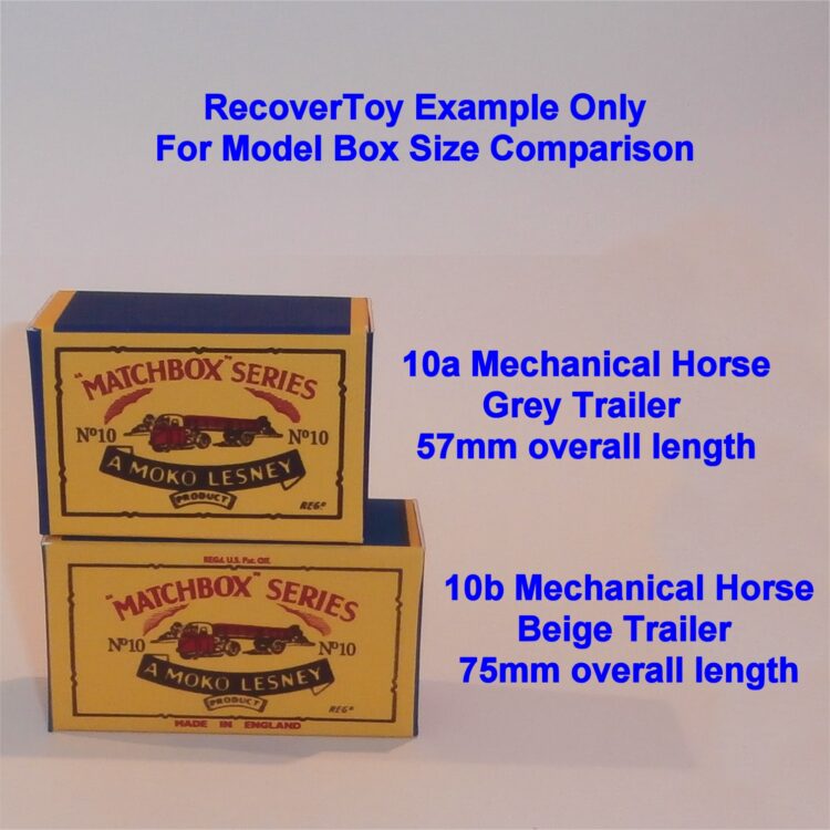 Matchbox Lesney 10a Mechanical Horse B Style Repro Box